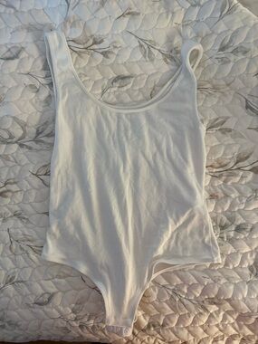 Madewell White Scoop Neck Bodysuit